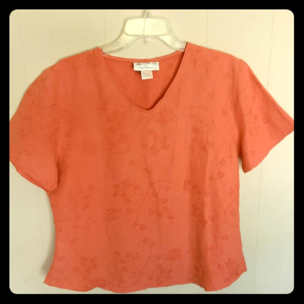 Silk/linen blend embroidered